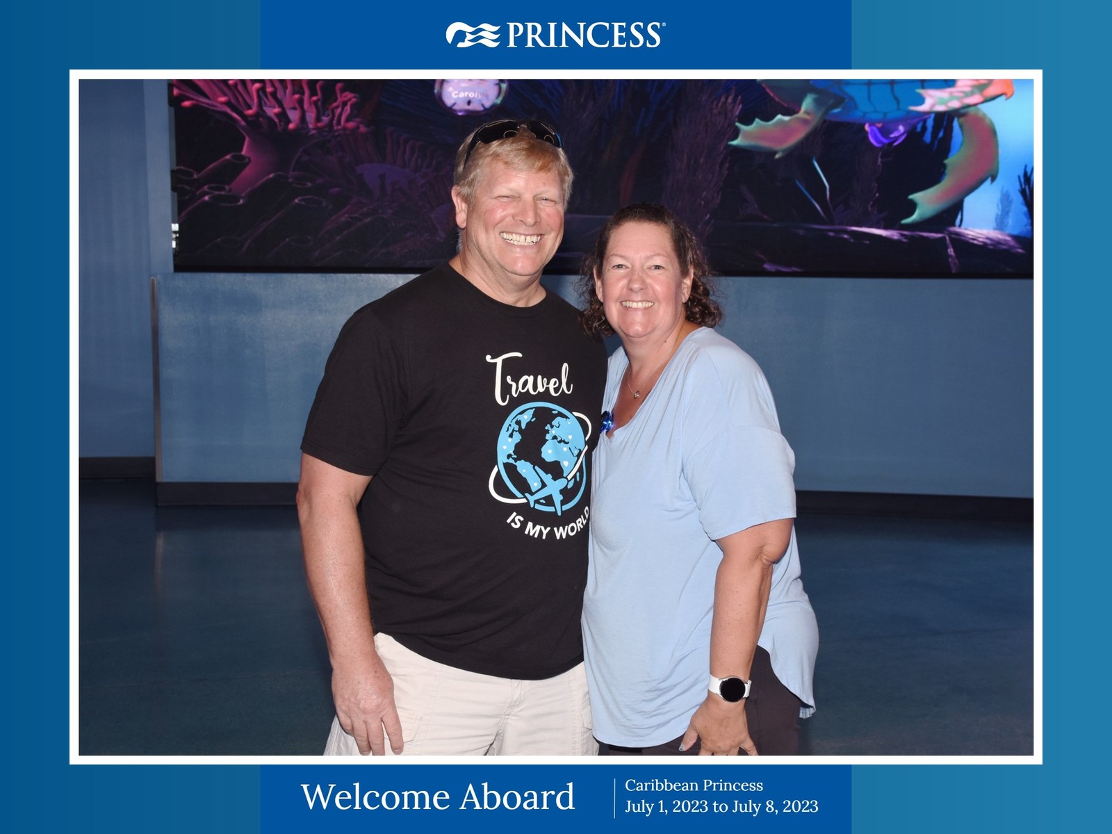 Lewis and Dawn Goins boarding the Caribbean Princess
