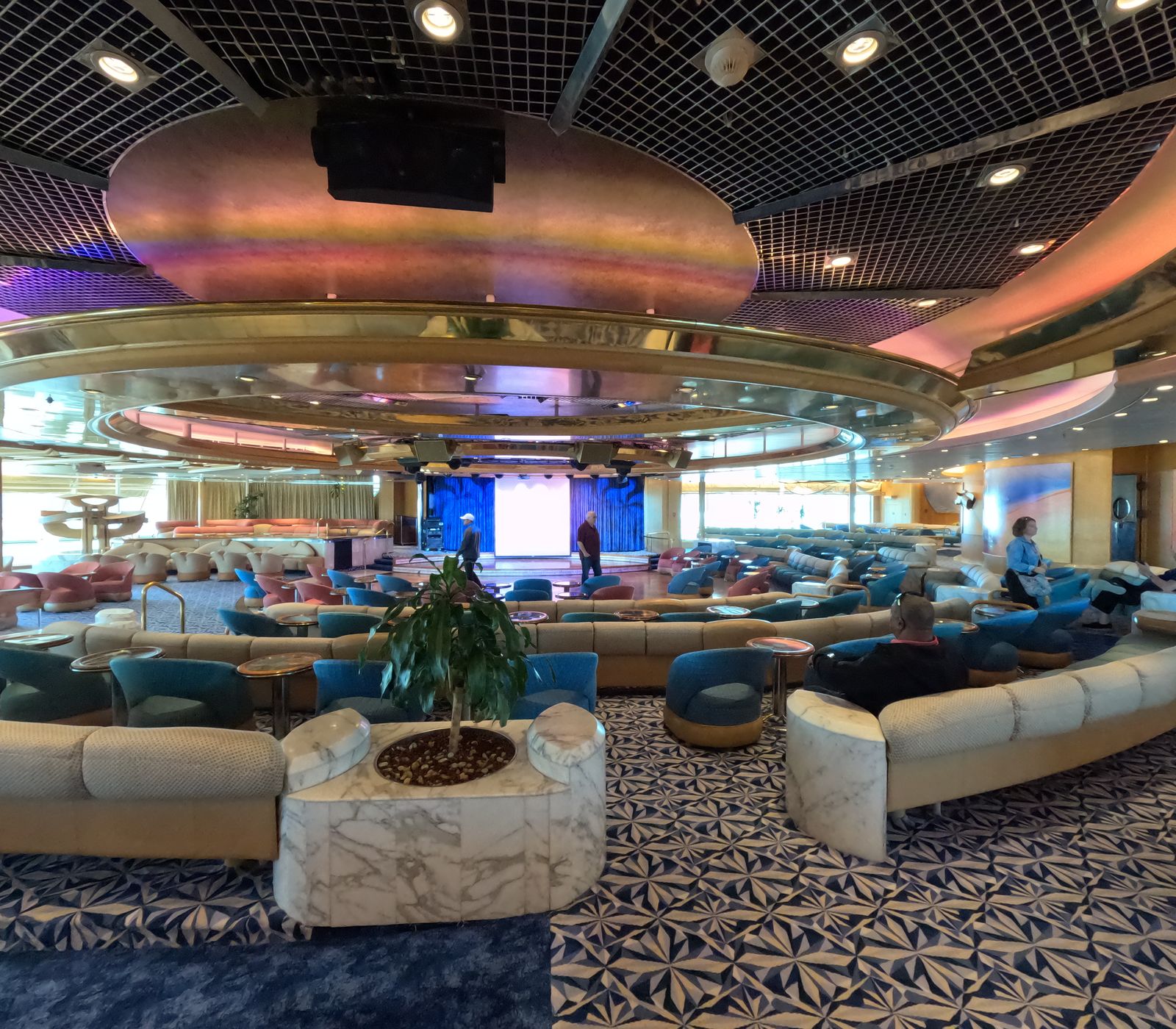 Gold-ringed social lounge aboard Norwegian Joy